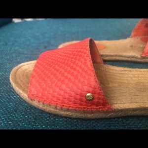 Genuine Leather Coral Ugg Slides